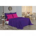 Ver imagem 4 de Jogo de Cama King Nobre 4 Peças Lençol com Elástico de 30cm de Altura Malha 100% Algodão - Roxo
