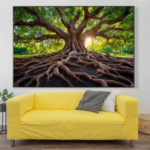 Quadro Decorativo Árvore Raízes Sala Quarto Casa Escritório