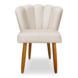 Cadeira de Jantar Pétala Estofada Pés Palito Veludo Bege - Montanaris Decor - 1
