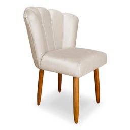 Cadeira de Jantar Pétala Estofada Pés Palito Veludo Bege - Montanaris Decor - 2