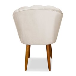 Cadeira de Jantar Pétala Estofada Pés Palito Veludo Bege - Montanaris Decor - 3