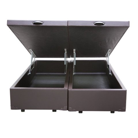 Cama Box Baú Casal Bipartido Corino Marrom