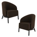Ver imagem 1 de Kit 2 Poltronas Decorativa Sala de Estar Kenya Pés em Ferro Veludo Preto/marrom G33 - Gran Belo