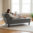Ver imagem 1 de Recamier Decorativo Divã Amsterdã 147cm Lado Direito Suede Cinza