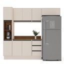 Ver imagem 2 de Cozinha Koya 4 Peças 236,8x214cm Armários Aéreos Paneleiro Balcão c/ Tampo Rodapé Creme 250048