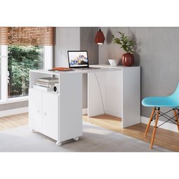 Balcão Multiuso 68,4cm C/ Rodízios e Mesa Retrátil Bl1000 Art In Móveis - Branco - 9