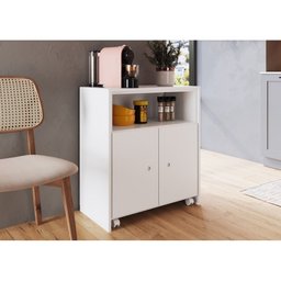 Balcão Multiuso 68,4cm C/ Rodízios e Mesa Retrátil Bl1000 Art In Móveis - Branco - 6