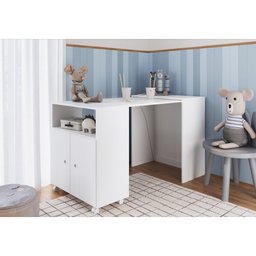 Balcão Multiuso 68,4cm C/ Rodízios e Mesa Retrátil Bl1000 Art In Móveis - Branco - 10
