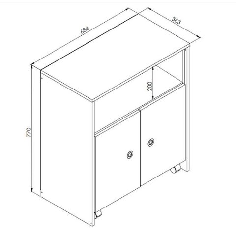 Balcão Multiuso 68,4cm c/ Rodízios e Mesa Retrátil BL1000 Art In Móveis - Branco