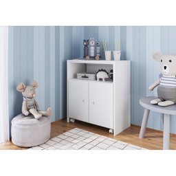 Balcão Multiuso 68,4cm C/ Rodízios e Mesa Retrátil Bl1000 Art In Móveis - Branco - 8