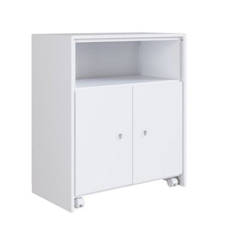 Balcão Multiuso 68,4cm C/ Rodízios e Mesa Retrátil Bl1000 Art In Móveis - Branco