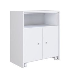 Balcão Multiuso 68,4cm C/ Rodízios e Mesa Retrátil Bl1000 Art In Móveis - Branco - 1