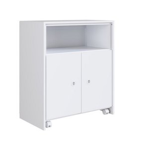 Balcão Multiuso 68,4cm C/ Rodízios e Mesa Retrátil Bl1000 Art In Móveis - Branco
