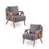 Kit 2 Poltronas Decorativa Mona Braço de Madeira:veludo Cinza - 1