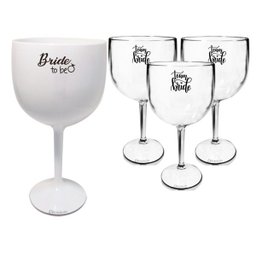 4 Taças Gin Acrilico 550ml Branca e Transparente Despedida de Solteira - 1