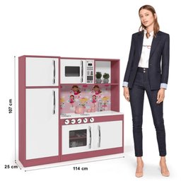Cozinha Infantil Helena C/ Fogão Forno e Armários Branco/rosa - 4