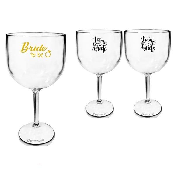 3 Taças Gin Acrilico 550ml Transparente Despedida de Solteira