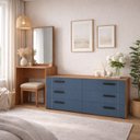 Ver imagem 1 de Cômoda Penteadeira 6 Gavetas Lisboa Azul/Freijó