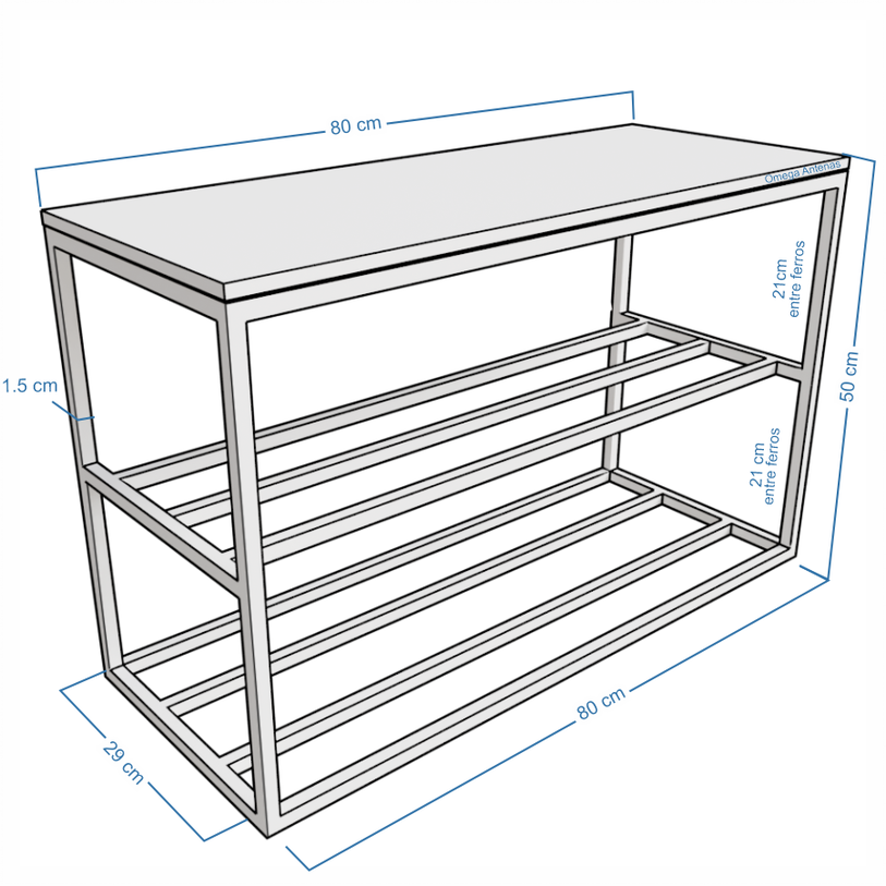 Banco Sapateira de Ferro com Praticidade para Hall 30x80cm - 2