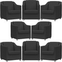 Ver imagem 1 de Kit 8 Poltronas Mila Corino Cores Pé de Plástico Cromado - Preto Corino