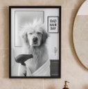 Ver imagem 2 de Quadro Banheiro Golden Retriever - Bad Day Hair 45x34cm - com Vidro:moldura Preta
