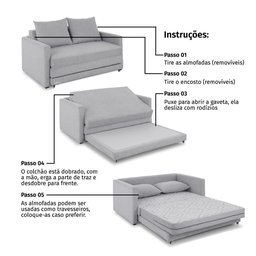Sofa Cama Casal 147cm Trento Bege Estofama - 4