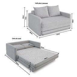 Sofa Cama Casal 147cm Trento Bege Estofama - 3