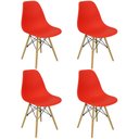 Ver imagem 3 de Kit 4 Cadeiras Charles Eames Eiffel Wood Design - Vermelha