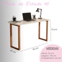 Ver imagem 3 de Escrivaninha Mesa Estudo 90 Cm Compacta Quarto Sala Decorativo Premium Estudo Trabalho Cor Off White