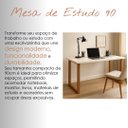 Ver imagem 4 de Escrivaninha Mesa Estudo 90 Cm Compacta Quarto Sala Decorativo Premium Estudo Trabalho Cor Off White