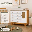 Ver imagem 5 de Kit Bebê Pingo Berço Guarda Roupa Cômoda Tela Branco/Amêndoa