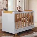 Ver imagem 2 de Kit Bebê Pingo Berço Guarda Roupa Cômoda Tela Branco/Amêndoa
