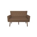 Ver imagem 2 de Namoradeira Decorativa Aurora Suede Marrom Pés Madeira Mz Decor