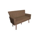 Ver imagem 1 de Namoradeira Decorativa Aurora Suede Marrom Pés Madeira Mz Decor