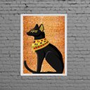 Ver imagem 1 de Quadro Decorativo Gato Egípcio Bastet 24x18cm:Madeira branca