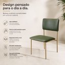 Ver imagem 3 de Cadeira Sala de Jantar Cozinha Aurora Dourado Fosco Estofada Verde