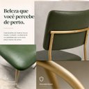 Ver imagem 6 de Cadeira Sala de Jantar Cozinha Aurora Dourado Fosco Estofada Verde