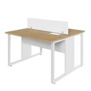 Ver imagem 2 de Conjunto Mesa Plataforma 2 Lugares com Divisória Macadâmia e Branco