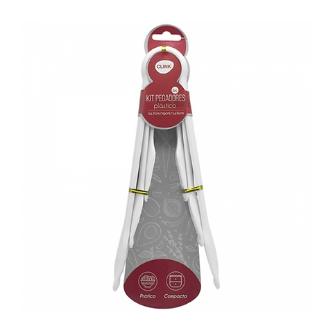 Kit 3 Pegadores de Plástico Cor Branco