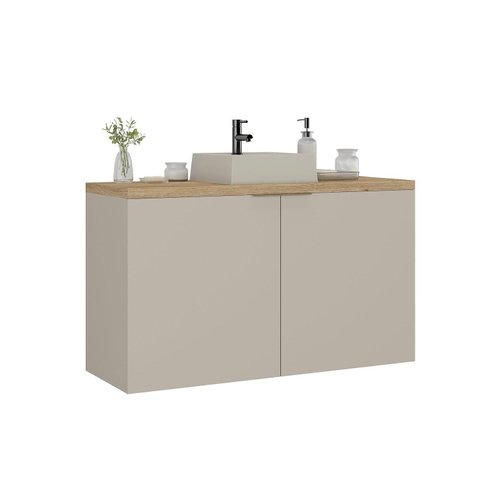 Gabinete para Banheiro com Cuba Nature Bege/Panna/Carvalho