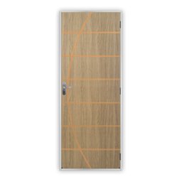 Kit Porta de Madeira Decorada 215x75cm com Batente de Aço 6cm Neblina MGM - 2