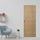 Ver imagem 1 de Kit Porta de Madeira Decorada 215x75cm com Batente de Aço 6cm Neblina Mgm