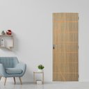 Ver imagem 1 de Kit Porta de Madeira Decorada 215x75cm com Batente de Aço 6cm Neblina MGM Abertura Esquerda Marrom/Carvalho Alpha