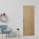 Ver imagem 1 de Kit Porta de Madeira Decorada 215x85cm com Batente de Aço 6cm Neblina MGM Abertura Direita Marrom/Carvalho Alpha