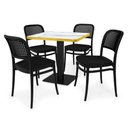Ver imagem 1 de Conjunto Mesa de Jantar Quadrada Venezia 70x70cm Branca com 4 Cadeiras Roma - All Black
