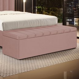 Calçadeira Baú Navi 140 para Cama de Casal N-031 Veludo Rosê Claro Aradecor - 1