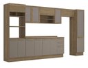 Ver imagem 2 de Armário de Cozinha Modulada Completa Reta 9 Peças 4,00m Botanic Kappesberg - Nogueira/Fendi