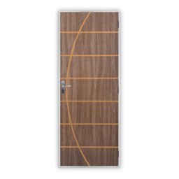 Kit Porta de Madeira Decorada 215x75cm com Batente de Aço 6cm Neblina MGM - 2