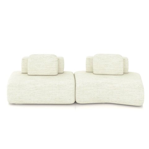 Sofá Ilha Sala de Estar Dakota 2 Módulos 316cm Encostos Almofadas Soltas Linho Offwhite G33 - Gran B