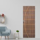 Ver imagem 1 de Kit Porta de Madeira Decorada 215x75cm com Batente de Aço 6cm Neblina MGM Abertura Esquerda Marrom/Carvalho Quebec